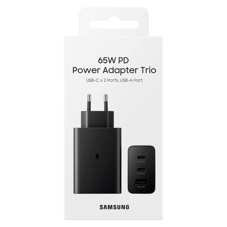 Adaptateur Secteur Samsung 65W PD Power Adapter Trio 2USB-C + USB EP-T6530NBEGEU — Samsung · Smarty Paris 18e